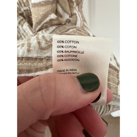 Anthropologie Large Bow Cotton Patterned Sleeveless Wrap Top Beige Cream Large - Picture 5 of 6